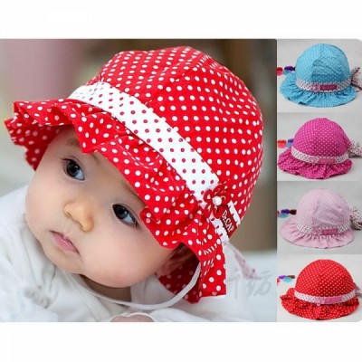 MZ1140 Pure Cotton Cute Children’s Hat with Dots Flower Pattern Red