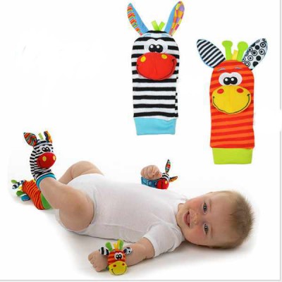 Baby Cute Lovely Infant Kids Foot Socks Rattles Gloves Plush Toys